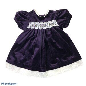 Rare Editions Vintage Purple Velvet Lace Dress